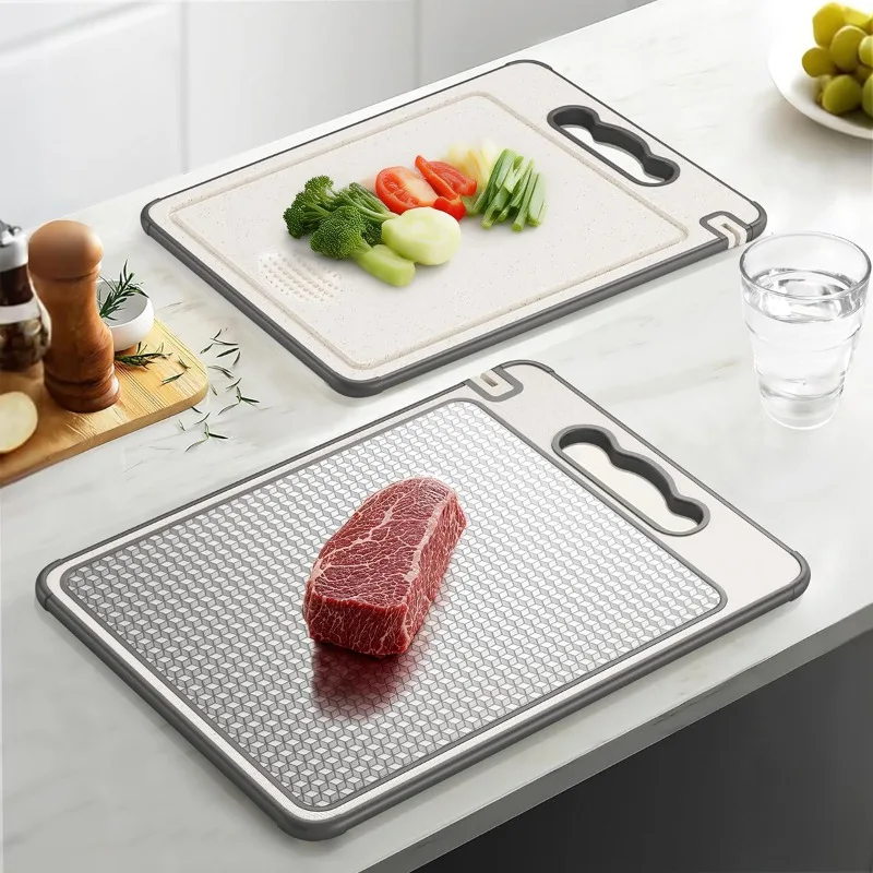Stainless Steel Cutting Board for Kitchen Food-Grade Diamond-Pattern Large Chopping Board Non-Slip Double Sided Cutting Board