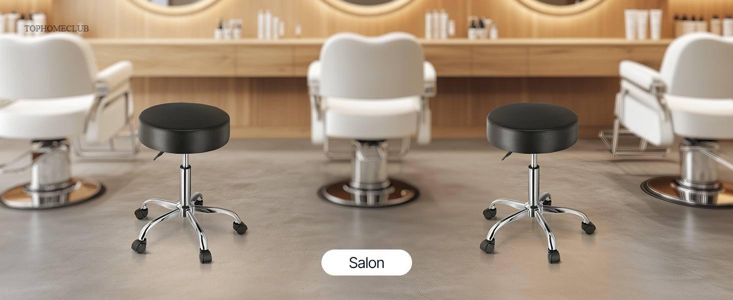 SucceBuy Rolling Stool w/ Wheels 450 LBS Weight Capacity Round Rolling Stool Chair Height Adjustable for Salon Spa Tattoo Clinic