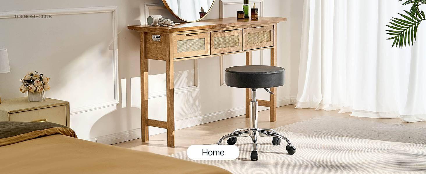 SucceBuy Rolling Stool w/ Wheels 450 LBS Weight Capacity Round Rolling Stool Chair Height Adjustable for Salon Spa Tattoo Clinic
