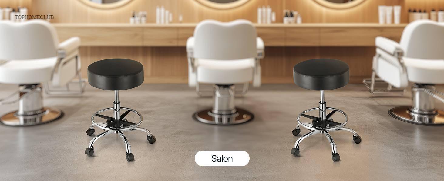 SucceBuy Rolling Stool w/ Wheels 450 LBS Weight Capacity Round Rolling Stool Chair Height Adjustable for Salon Spa Tattoo Clinic