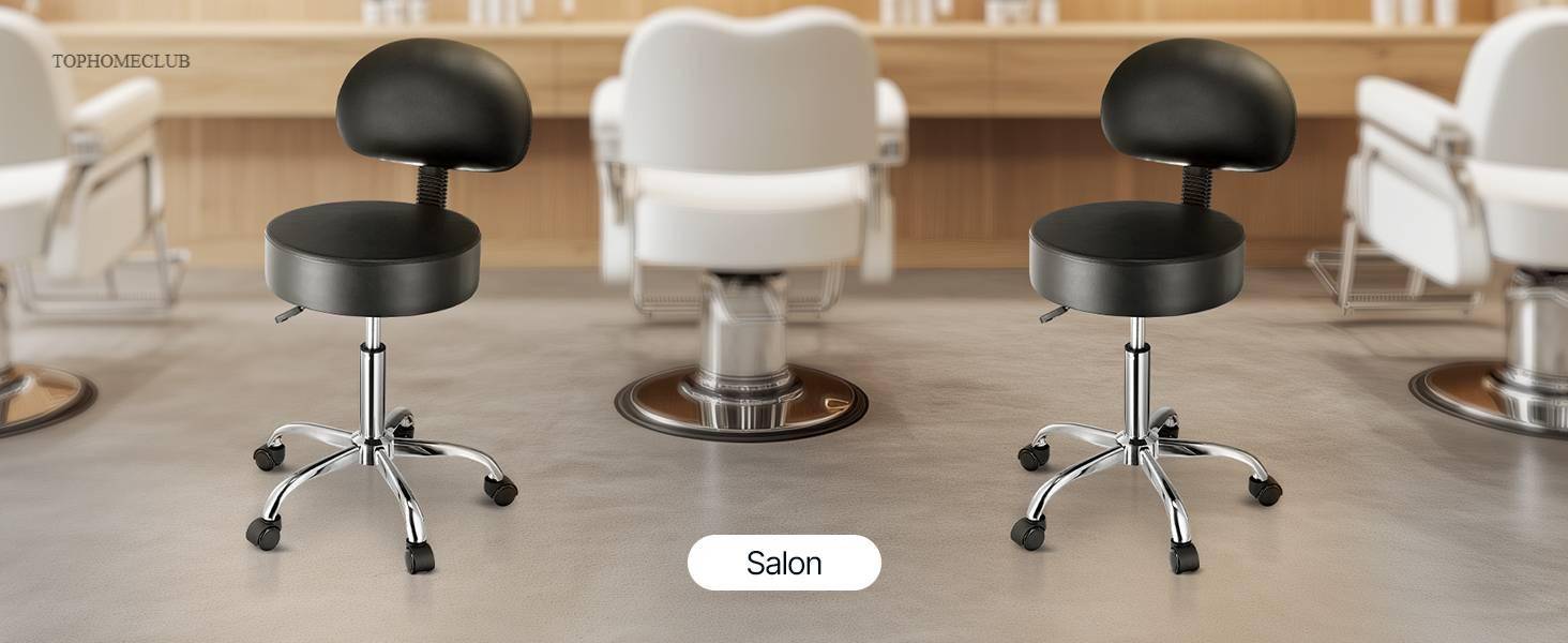 SucceBuy Rolling Stool w/ Wheels 450 LBS Weight Capacity Round Rolling Stool Chair Height Adjustable for Salon Spa Tattoo Clinic