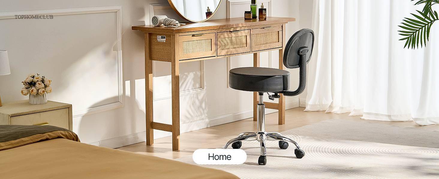 SucceBuy Rolling Stool w/ Wheels 450 LBS Weight Capacity Round Rolling Stool Chair Height Adjustable for Salon Spa Tattoo Clinic