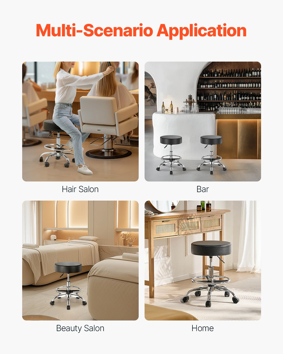 SucceBuy Rolling Stool w/ Wheels 450 LBS Weight Capacity Round Rolling Stool Chair Height Adjustable for Salon Spa Tattoo Clinic SucceBuy Rolling Stool w/ Wheels 450 LBS Weight Capacity Round Rolling Stool Chair Height Adjustable for Salon Spa Tattoo Clinic