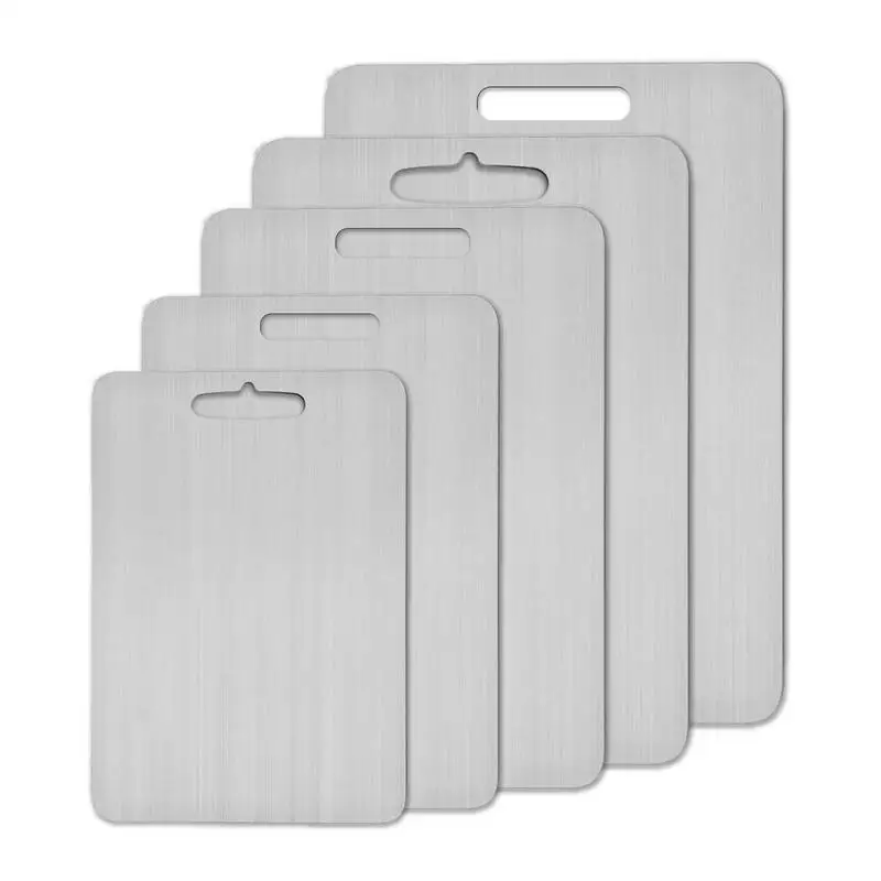 Titanium Cutting Boards for Kitchen Stainless Board 304 Steel Thickened Double Sided Food Grade Portable Fruit Meat Chopping Titanium Cutting Boards for Kitchen Stainless Board 304 Steel Thickened Double Sided Food Grade Portable Fruit Meat Chopping