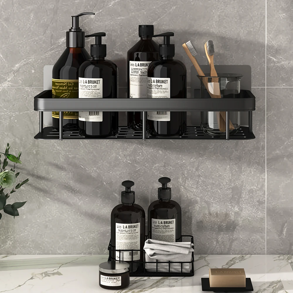 Wall Hanging Corner Rectangular Rack Bathroom Shelf Towel Rack Shelves Wall Shower  Shampoo Rack No Drill Shelf Tripod