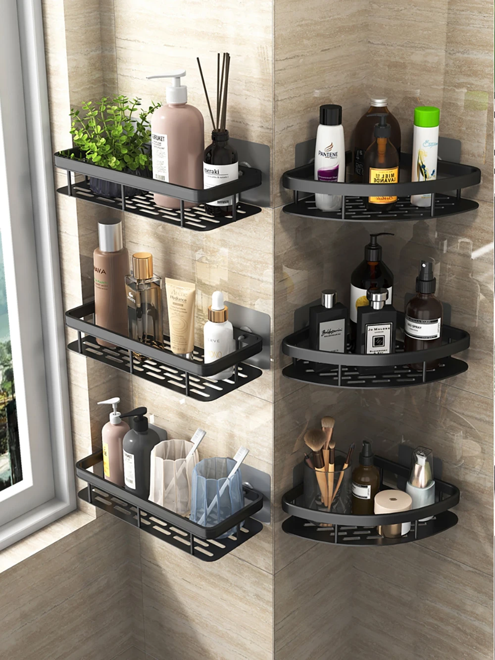 Wall Hanging Corner Rectangular Rack Bathroom Shelf Towel Rack Shelves Wall Shower  Shampoo Rack No Drill Shelf Tripod