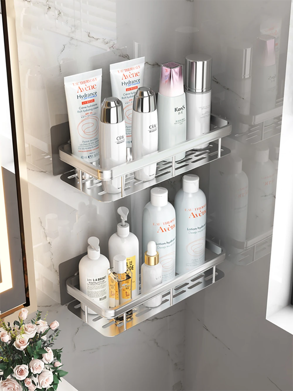 Wall Hanging Corner Rectangular Rack Bathroom Shelf Towel Rack Shelves Wall Shower  Shampoo Rack No Drill Shelf Tripod