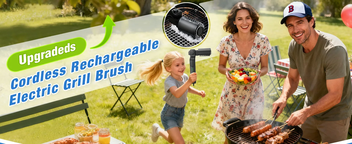Electric BBQ Cleaner Brush Wireless Stainless Steel Rotary Grill Brush for Outdoor Grill Steam BBQ Cleaning Brush Accessoires Electric BBQ Cleaner Brush Wireless Stainless Steel Rotary Grill Brush for Outdoor Grill Steam BBQ Cleaning Brush Accessoires