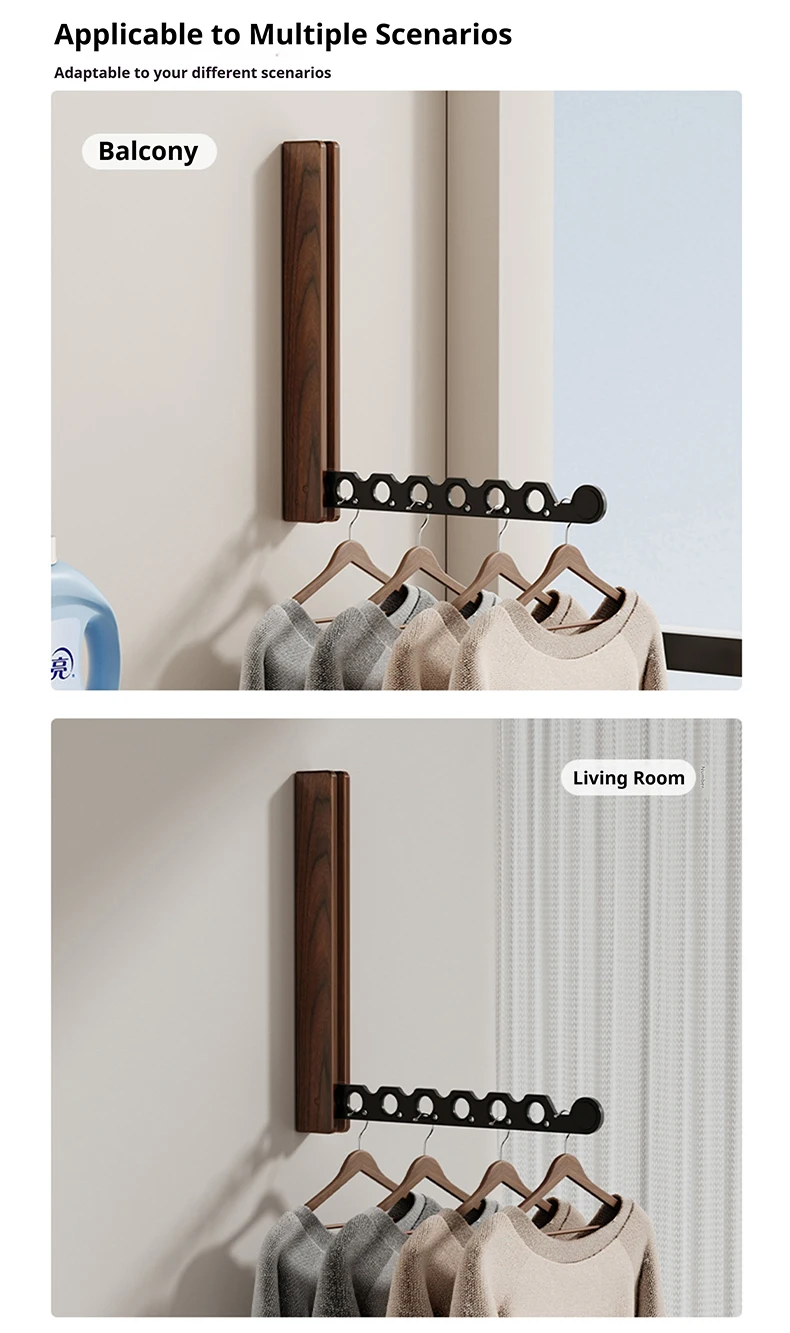 Wood Clothes Hanger Wall Mounted Drying Rack, Collapsible Design, and Invisible Clothing Organizer for Efficient Space Saving Wood Clothes Hanger Wall Mounted Drying Rack, Collapsible Design, and Invisible Clothing Organizer for Efficient Space Saving