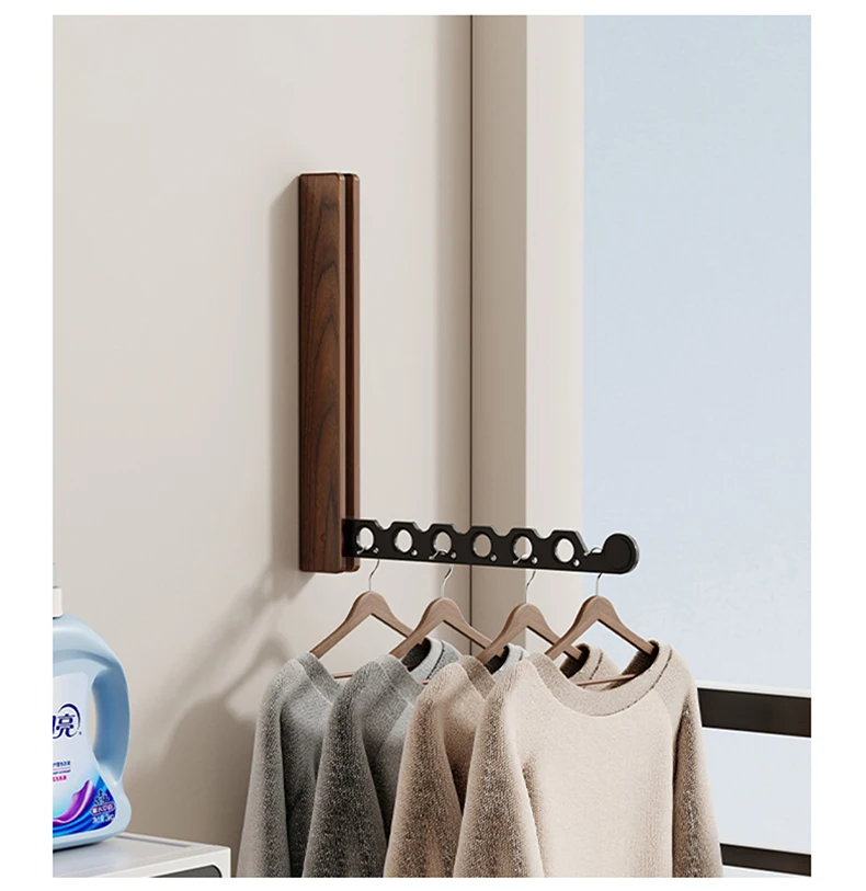 Wood Clothes Hanger Wall Mounted Drying Rack, Collapsible Design, and Invisible Clothing Organizer for Efficient Space Saving Wood Clothes Hanger Wall Mounted Drying Rack, Collapsible Design, and Invisible Clothing Organizer for Efficient Space Saving