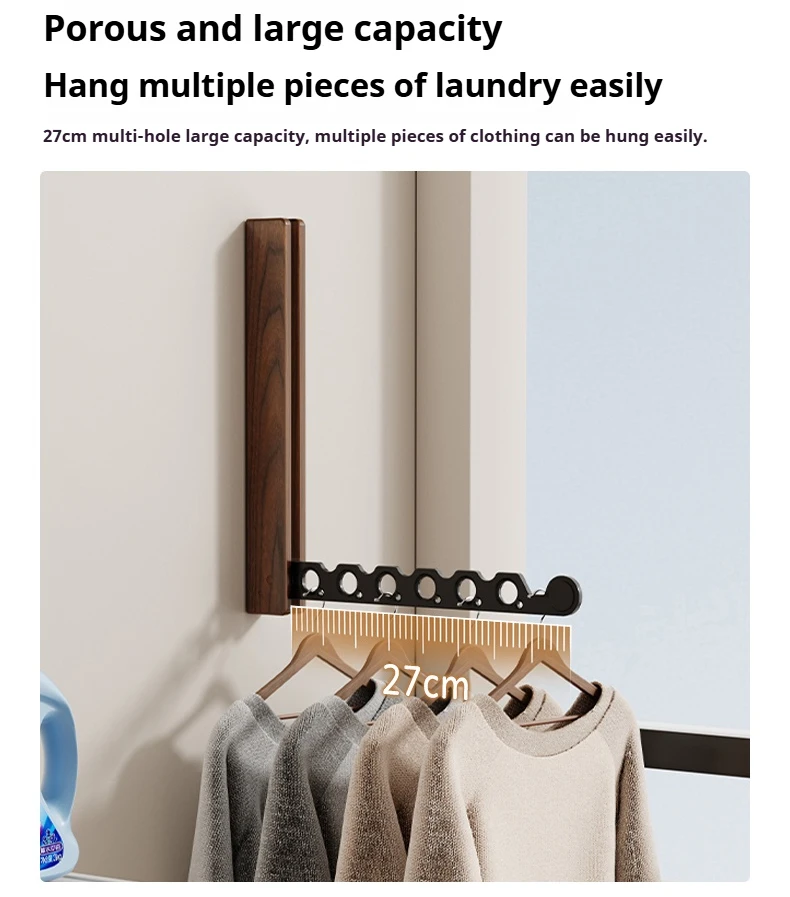 Wood Clothes Hanger Wall Mounted Drying Rack, Collapsible Design, and Invisible Clothing Organizer for Efficient Space Saving Wood Clothes Hanger Wall Mounted Drying Rack, Collapsible Design, and Invisible Clothing Organizer for Efficient Space Saving