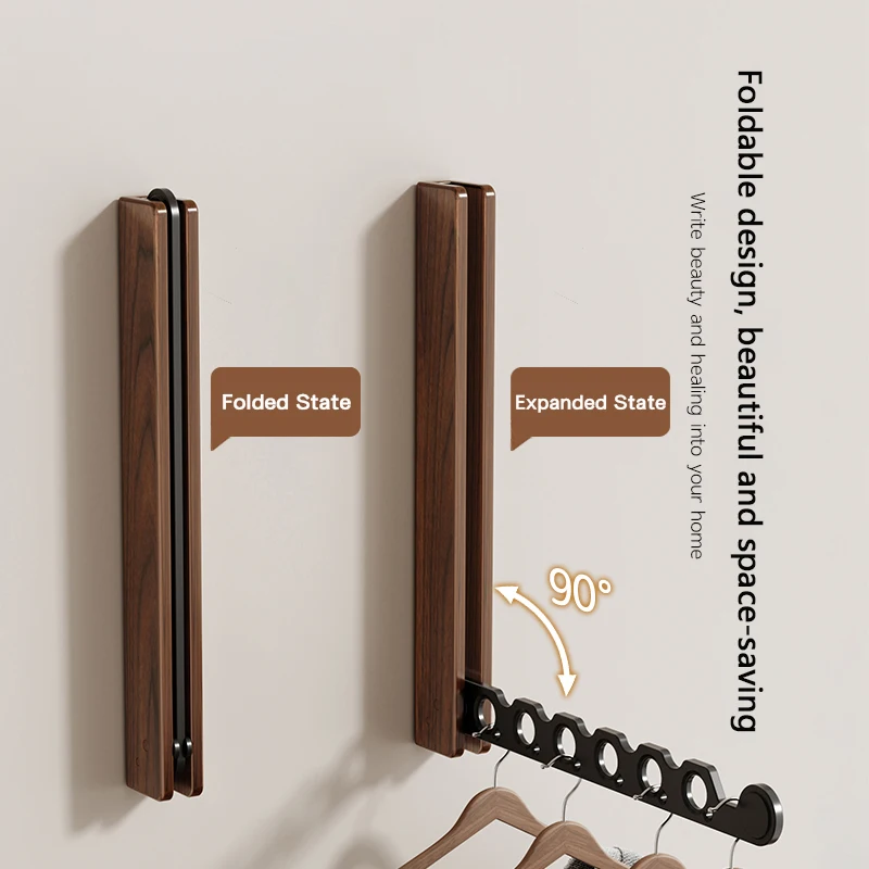 Wood Clothes Hanger Wall Mounted Drying Rack, Collapsible Design, and Invisible Clothing Organizer for Efficient Space Saving Wood Clothes Hanger Wall Mounted Drying Rack, Collapsible Design, and Invisible Clothing Organizer for Efficient Space Saving