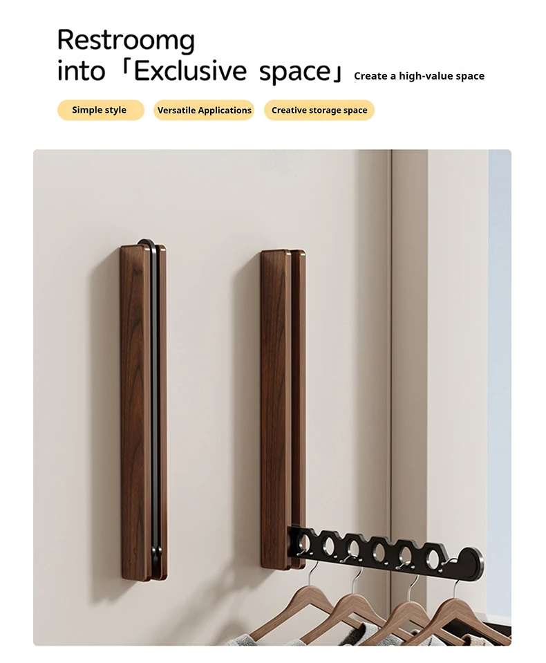 Wood Clothes Hanger Wall Mounted Drying Rack, Collapsible Design, and Invisible Clothing Organizer for Efficient Space Saving Wood Clothes Hanger Wall Mounted Drying Rack, Collapsible Design, and Invisible Clothing Organizer for Efficient Space Saving