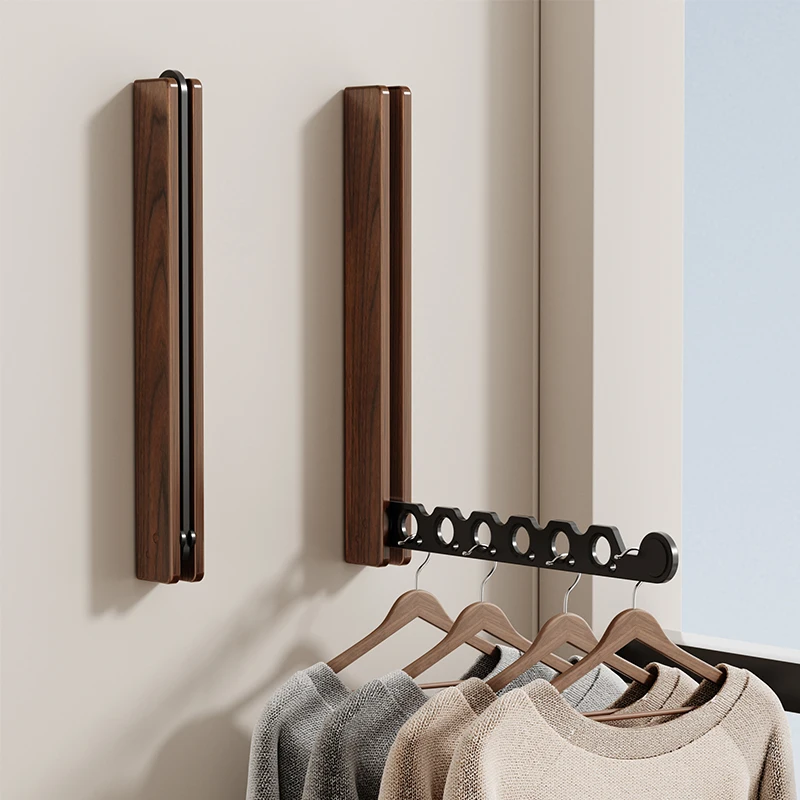 Wood Clothes Hanger Wall Mounted Drying Rack, Collapsible Design, and Invisible Clothing Organizer for Efficient Space Saving Wood Clothes Hanger Wall Mounted Drying Rack, Collapsible Design, and Invisible Clothing Organizer for Efficient Space Saving