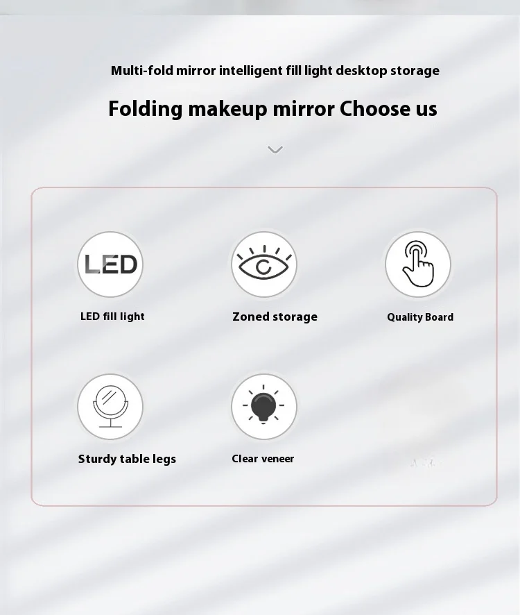3 Lights Dimmable LED Makeup Mirror with Touch Screen Fold Cosmetic Makeup Mirror Rechargeable Tabletop for Travel & Home Use 3 Lights Dimmable LED Makeup Mirror with Touch Screen Fold Cosmetic Makeup Mirror Rechargeable Tabletop for Travel & Home Use