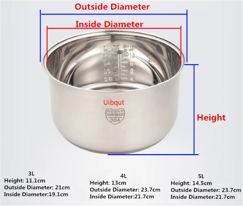 304 stainless steel rice cooker inner container Non stick Cooking Pot Replacement Accessories kitchen food Rice Cooker liner 304 stainless steel rice cooker inner container Non stick Cooking Pot Replacement Accessories kitchen food Rice Cooker liner