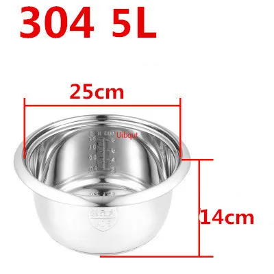 304 stainless steel rice cooker inner container Non stick Cooking Pot Replacement Accessories kitchen food Rice Cooker liner 304 stainless steel rice cooker inner container Non stick Cooking Pot Replacement Accessories kitchen food Rice Cooker liner
