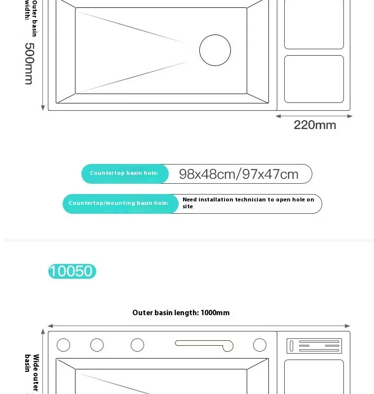 Large Size Multifunctional Stainless Steel Kitchen Sink