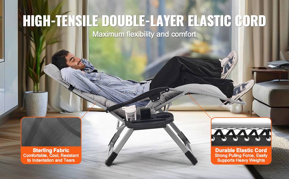 Adjustable Anti Gravity Chair with Cushion Footrest and Cupholder