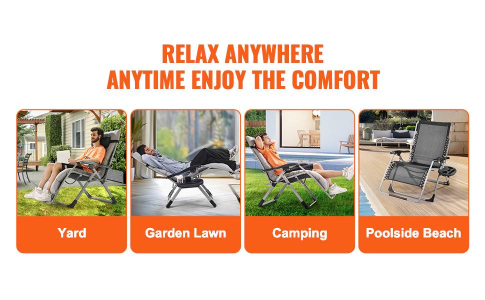 Adjustable Anti Gravity Chair with Cushion Footrest and Cupholder