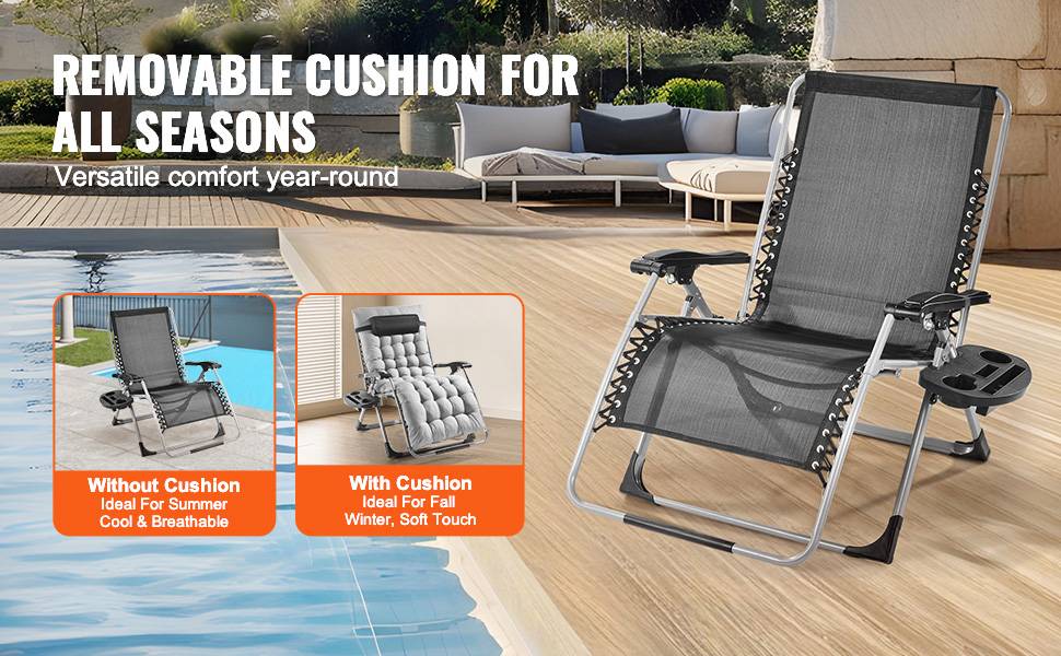 Adjustable Anti Gravity Chair with Cushion Footrest and Cupholder