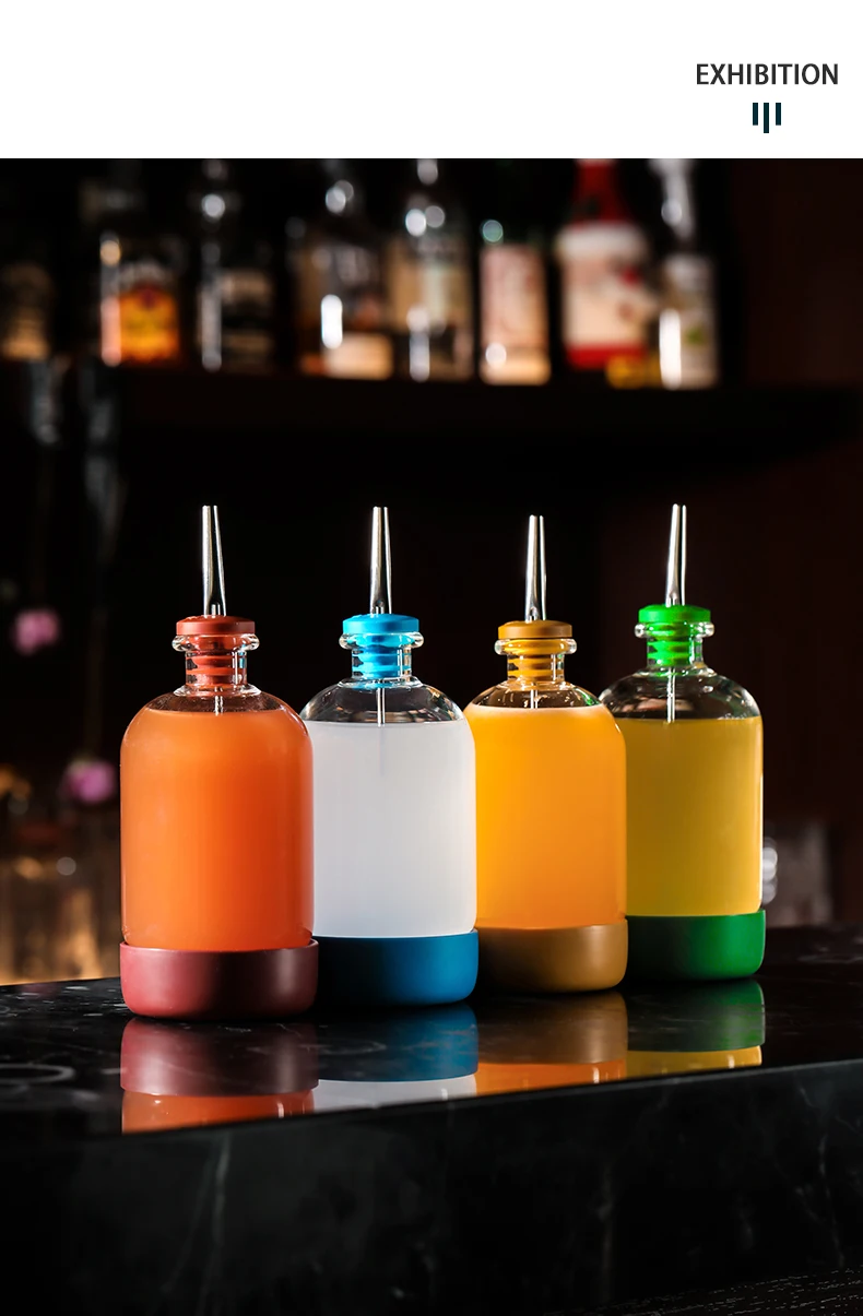 Colorful With Bottomed Juice Drinks Soaking Wine Bottles