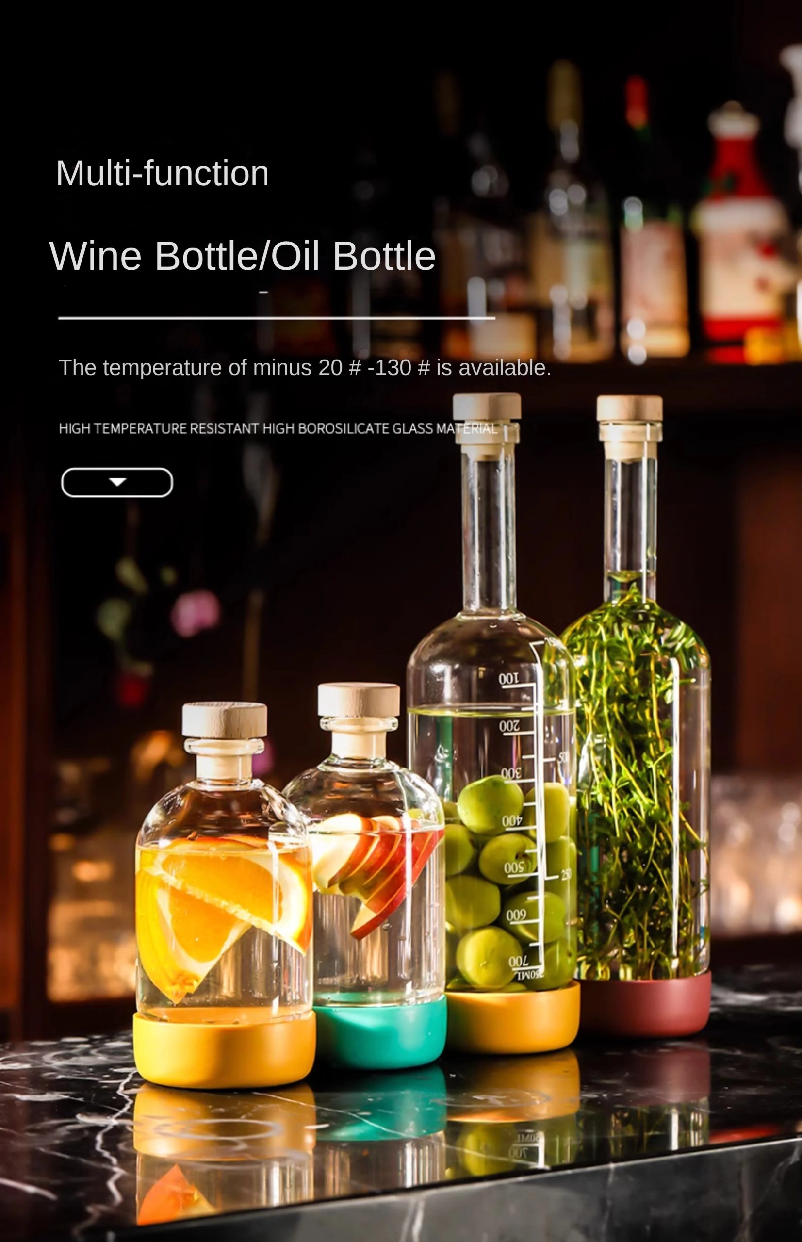 Colorful With Bottomed Juice Drinks Soaking Wine Bottles