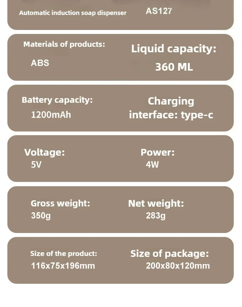 New Bathroom Automatic Sensing Soap Dispenser Type C Multiple Levels Contactless Electric Frother Charging Wall Mounted Vertical