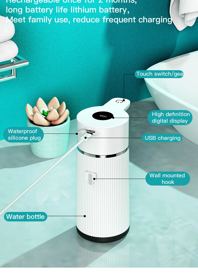 420ML Large Capacity Automatic Smart Senor Soap Dispenser Wall-Mounted Electric Foam/Liquid Model Hand Dish Washing Pump Machine