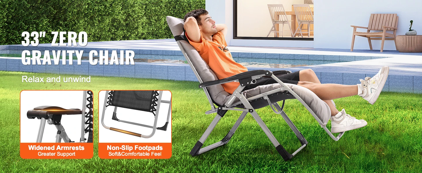 Adjustable Anti Gravity Chair with Cushion Footrest and Cupholder
