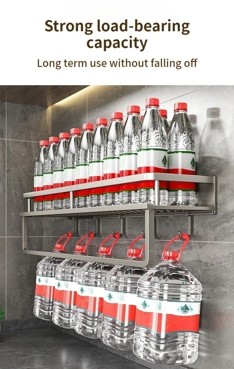 Aluminum Kitchen Shelf Wall Mounted Spice Organizer Rust and Moisture Resistant Bathroom Toiletries Storage Racks