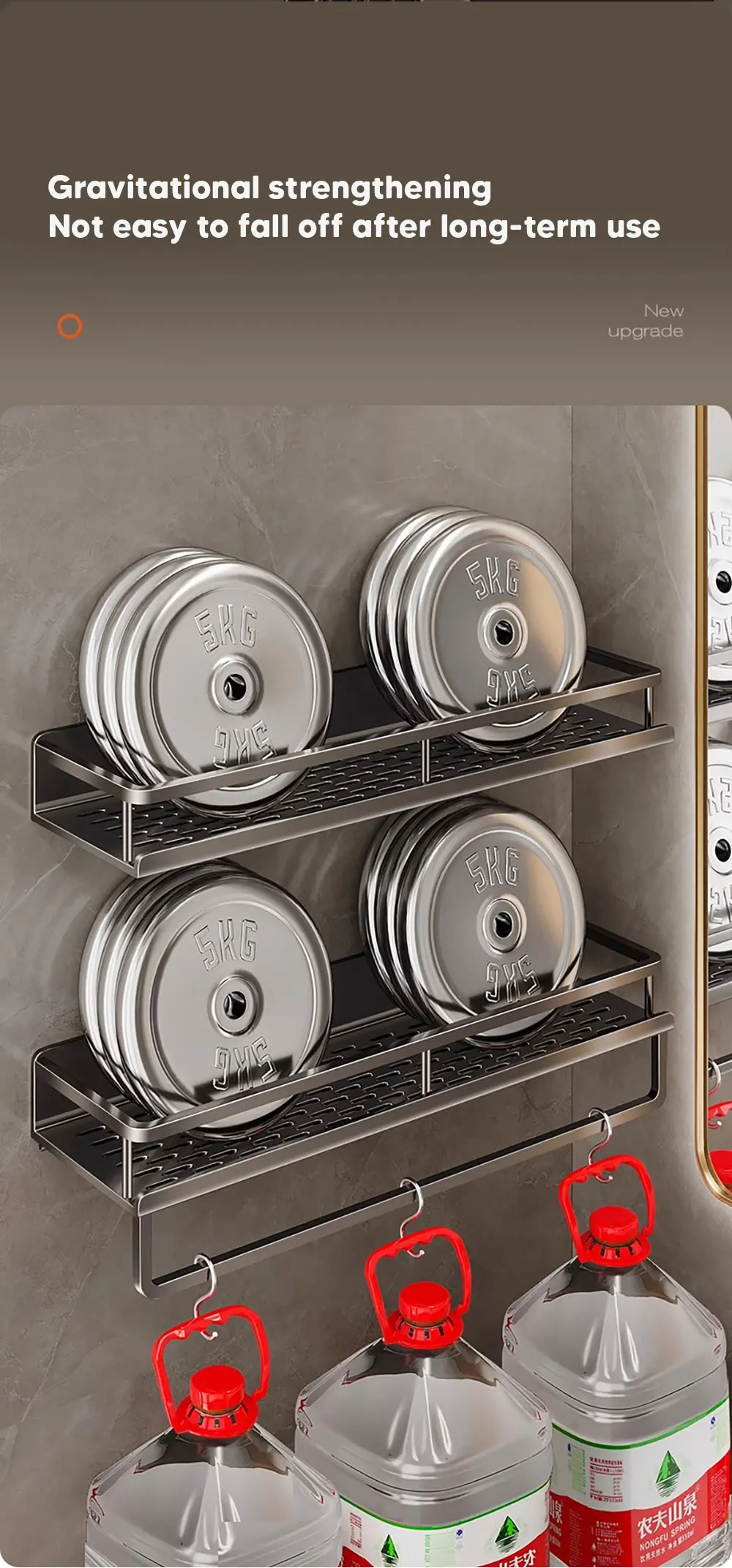 Aluminum Shower Organiser Bathroom Shelf Without Drilling Gray Wall Toilet Storage Shelf Shampoo Holder Bathroom Accessories Aluminum Shower Organiser Bathroom Shelf Without Drilling Gray Wall Toilet Storage Shelf Shampoo Holder Bathroom Accessories