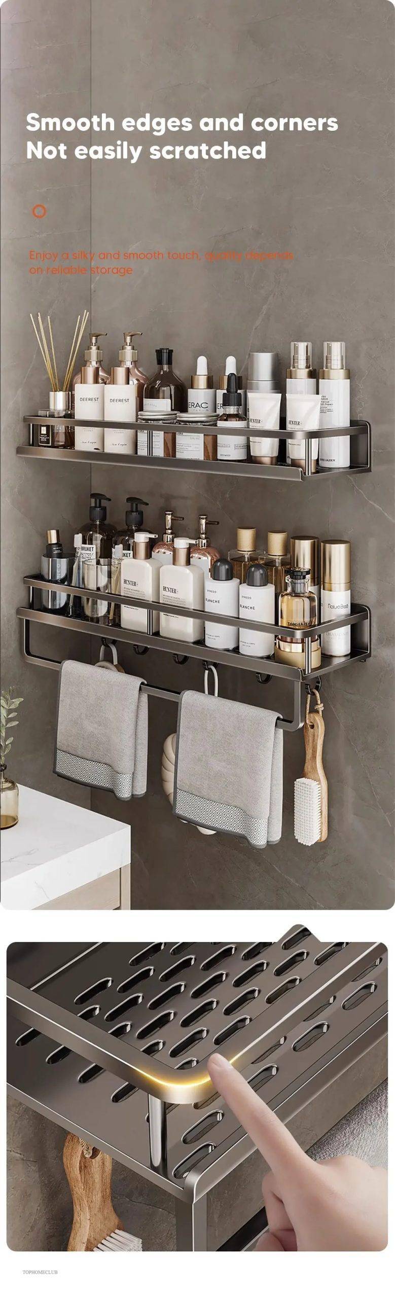 Aluminum Shower Organiser Bathroom Shelf Without Drilling Gray Wall Toilet Storage Shelf Shampoo Holder Bathroom Accessories Aluminum Shower Organiser Bathroom Shelf Without Drilling Gray Wall Toilet Storage Shelf Shampoo Holder Bathroom Accessories