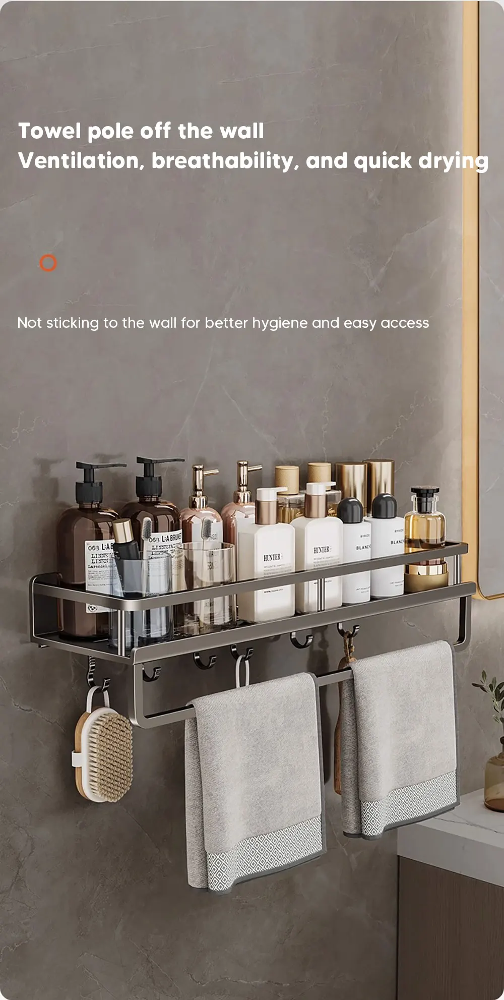 Aluminum Shower Organiser Bathroom Shelf Without Drilling Gray Wall Toilet Storage Shelf Shampoo Holder Bathroom Accessories Aluminum Shower Organiser Bathroom Shelf Without Drilling Gray Wall Toilet Storage Shelf Shampoo Holder Bathroom Accessories