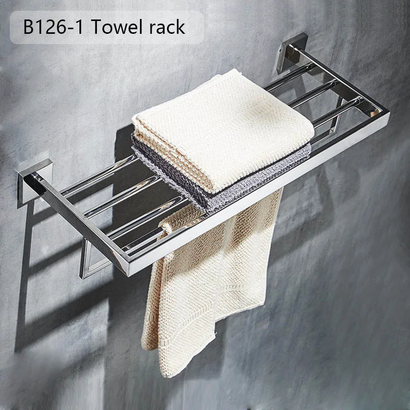 Chrome Polished Bathroom Hardware Mirror Chrome Polished Towel Rack Toilet Paper Holder Towel Bar Hook Bathroom Accessories