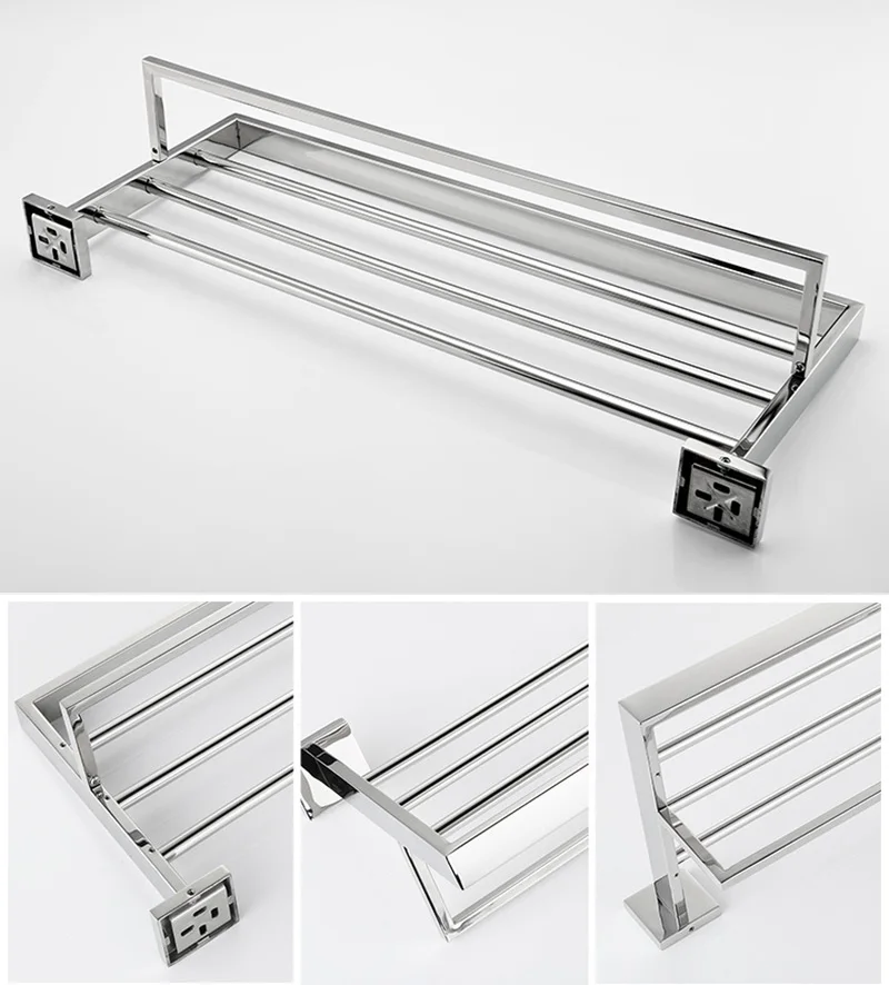 Chrome Polished Bathroom Hardware Mirror Chrome Polished Towel Rack Toilet Paper Holder Towel Bar Hook Bathroom Accessories