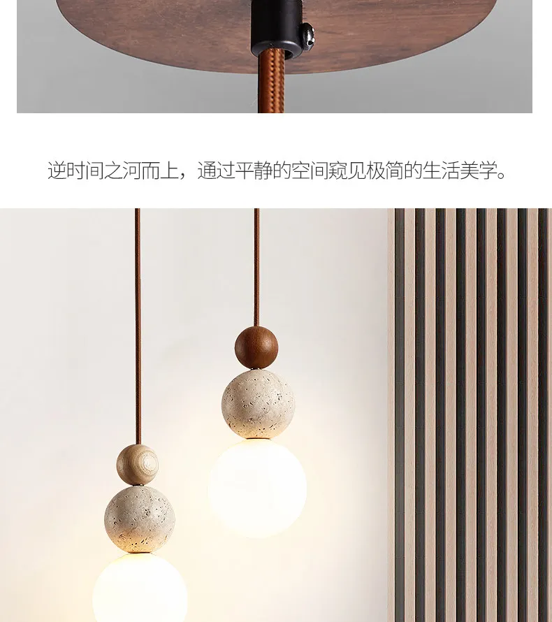 Cream Style Yellow Travertine Pendant Lights