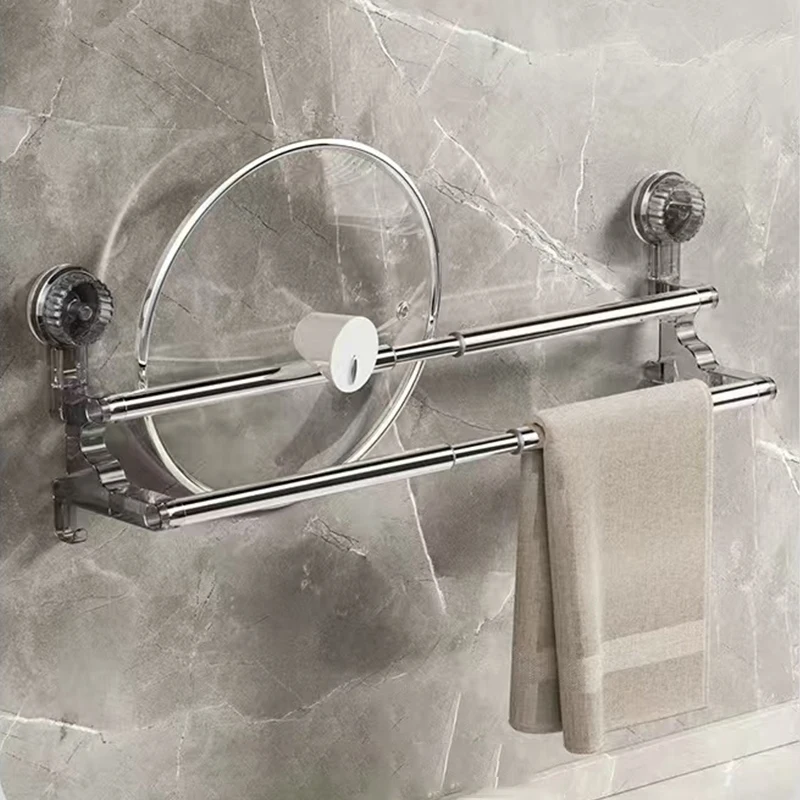 Double Layer 56-94cm Suction Cup Wall Mounted Towel Rack Double Layer 56-94cm Suction Cup Wall Mounted Towel Rack