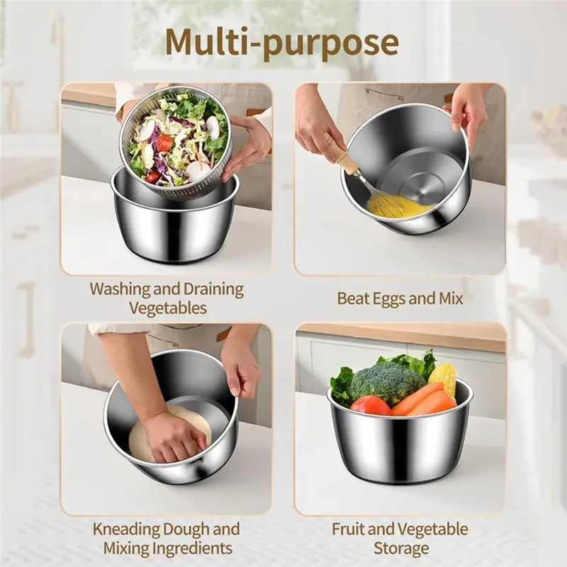 EYFL-Non-Slip Base Stainless Steel Salad Spinner, 5.3Qt Large Lettuce Dryer, Vegetable& Fruit Washer With Drain, Easy To Clean EYFL-Non-Slip Base Stainless Steel Salad Spinner, 5.3Qt Large Lettuce Dryer, Vegetable& Fruit Washer With Drain, Easy To Clean