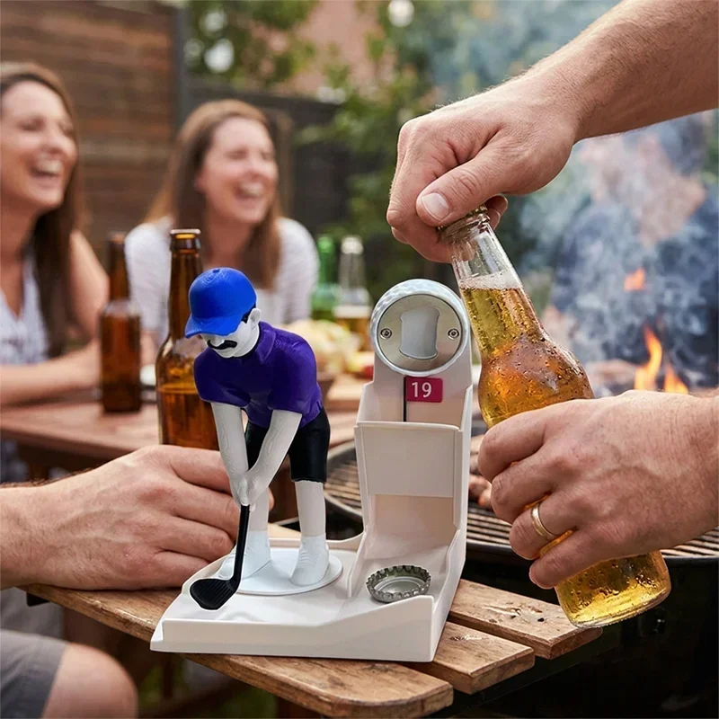 Golf Player Bottle Opener Bottles Cap Launcher Camping Kitchen Party Supplies Bar Drinking Fun Tool Kitchen Accessories