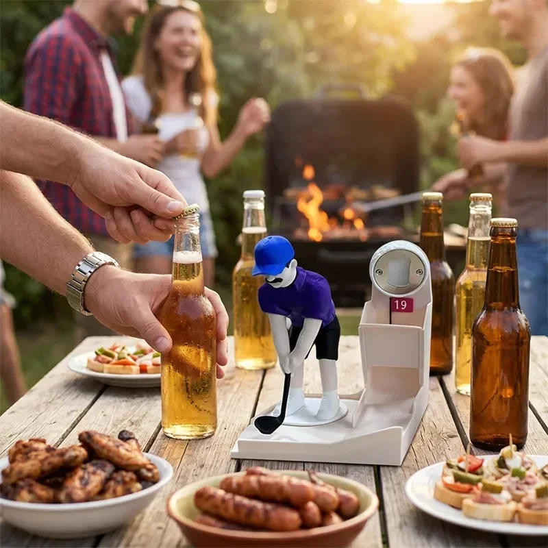 Golf Player Bottle Opener Bottles Cap Launcher Camping Kitchen Party Supplies Bar Drinking Fun Tool Kitchen Accessories