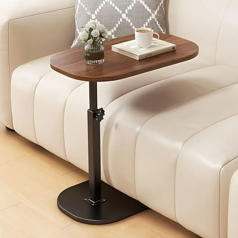Height adjustable table - solid wood surface, movable side end table, great for coffee, study, inside & outside spaces