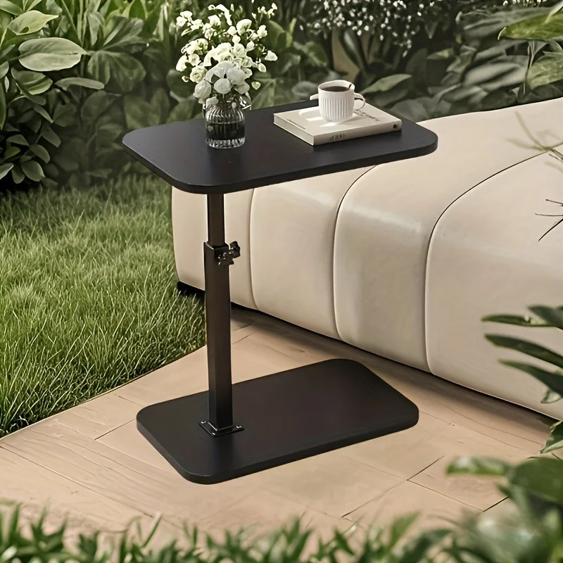 Height adjustable table - solid wood surface, movable side end table, great for coffee, study, inside & outside spaces