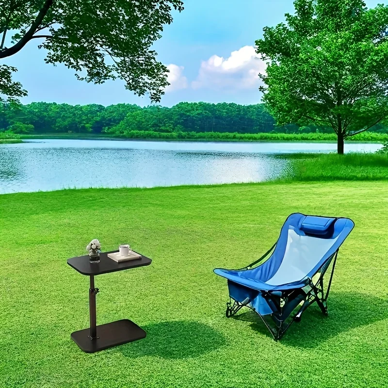 Height adjustable table - solid wood surface, movable side end table, great for coffee, study, inside & outside spaces