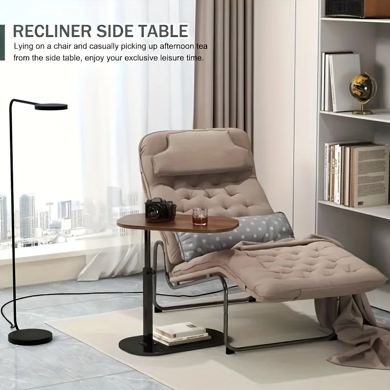 Height adjustable table - solid wood surface, movable side end table, great for coffee, study, inside & outside spaces