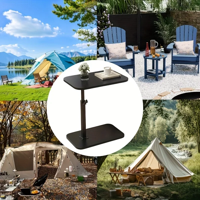 Height adjustable table - solid wood surface, movable side end table, great for coffee, study, inside & outside spaces