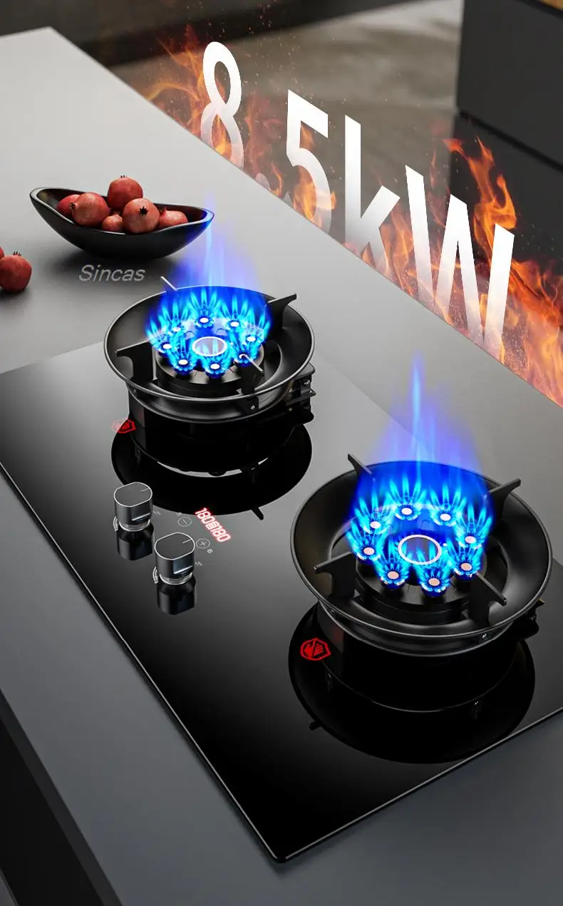 Kitchen Gas Stoves Home Dual Stove Kitchen Embedded Nature Gas/LPG Timing Stove Desktop Dual-Use Cooktop Gas Panel Gas Cooker
