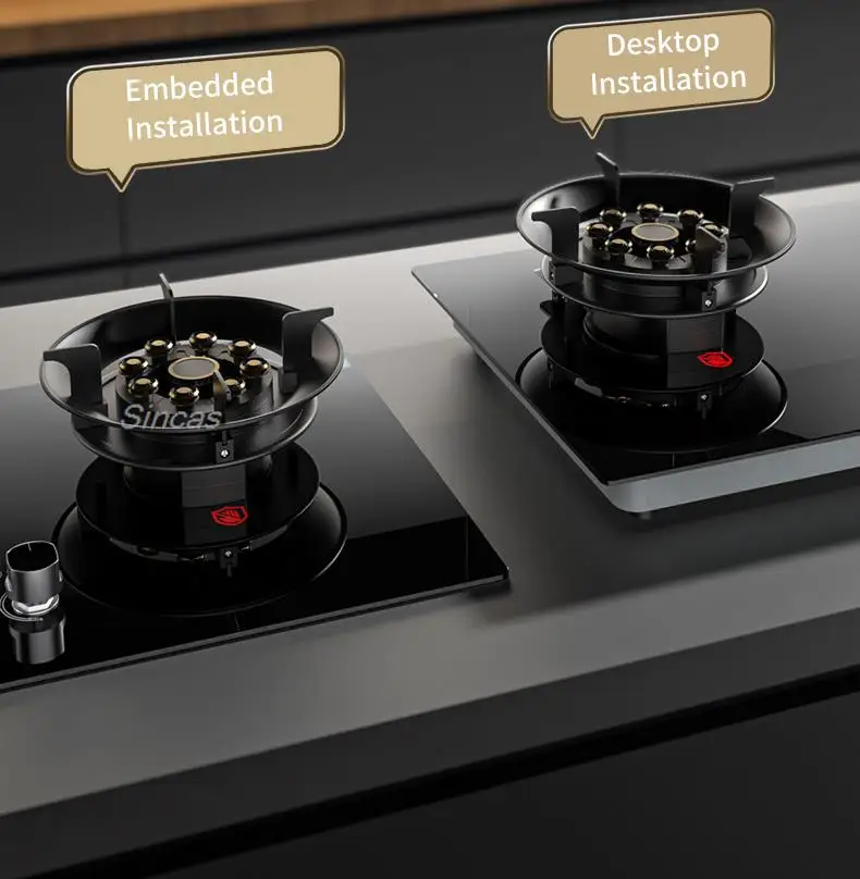 Kitchen Gas Stoves Home Dual Stove Kitchen Embedded Nature Gas/LPG Timing Stove Desktop Dual-Use Cooktop Gas Panel Gas Cooker