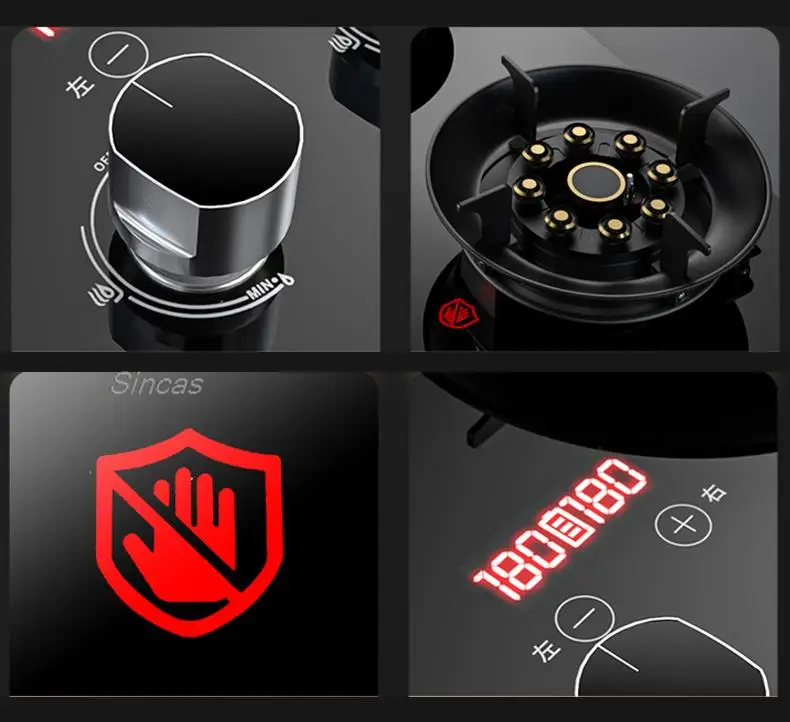Kitchen Gas Stoves Home Dual Stove Kitchen Embedded Nature Gas/LPG Timing Stove Desktop Dual-Use Cooktop Gas Panel Gas Cooker