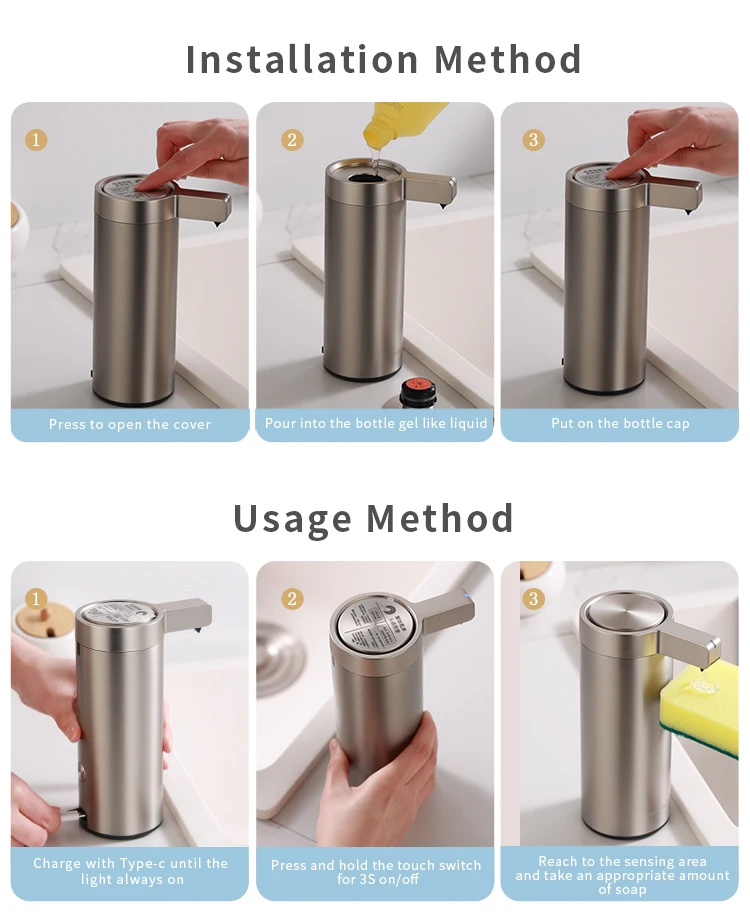 Kitchen Soap Machine Automatic Sensor Out of Hand Sanitizer Smart Electric Body Wash Soap Dispenser 304 Stainless Steel Kitchen Soap Machine Automatic Sensor Out of Hand Sanitizer Smart Electric Body Wash Soap Dispenser 304 Stainless Steel